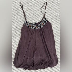Papaya Brown Beaded Spaghetti-Strap Camisole